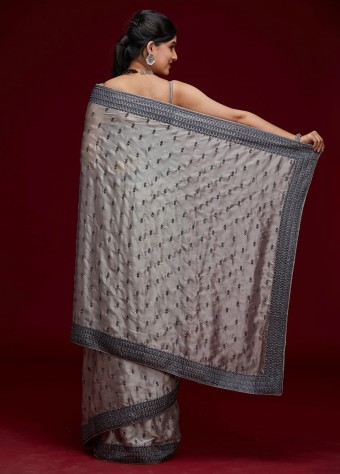 Off White Zari Work  Sequins Georgette Designer Saree  price in bangladesh