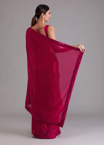 Rani Pink Sequins Georgette Designer Saree  price in bangladesh
