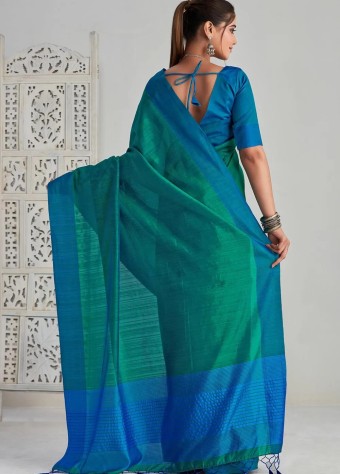 Cotton Saree In Green  price in bangladesh