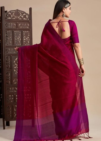 Cotton Saree In Maroon  price in bangladesh