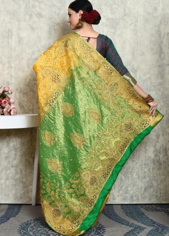 Pure Silk Saree In Yellow  price in bangladesh
