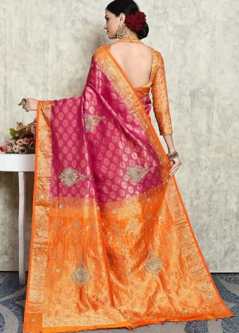 Pure Silk Saree In Pink  price in bangladesh