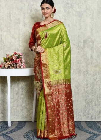Pure Silk Saree in Green price in bangladesh