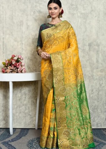 Pure Silk Saree In Yellow price in bangladesh