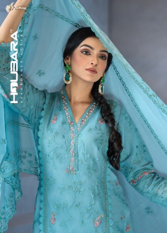 Floral Printed Sky Blue Georgette Salwar Kameez  price in bangladesh