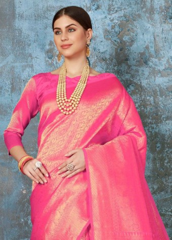 Kanjeevaram Saree In Pink  price in bangladesh