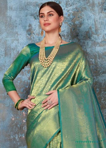 Kanjeevaram Saree In Green  price in bangladesh