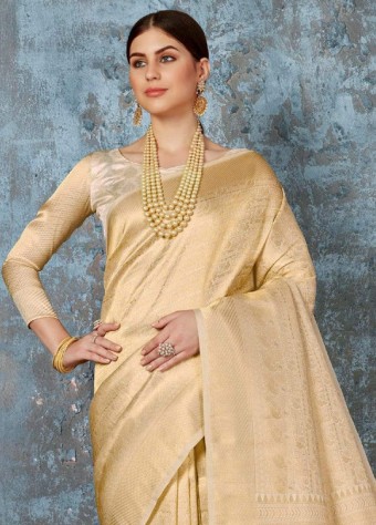 Kanjeevaram Saree In Golden  price in bangladesh