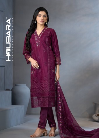 Organza Floral Magenta Red Embroidered Salwar Kameez price in bangladesh