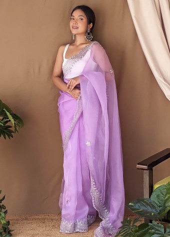 Pure Soft Organza Net Saree In purple  price in bangladesh