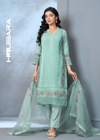 Silk Party Wear Mint Blue Embroidered Salwar Kameez price in bangladesh