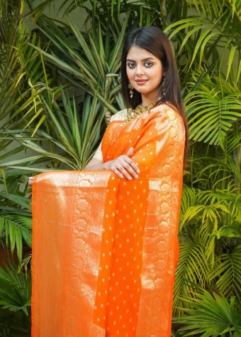Orange Color Banarasi Saree  price in bangladesh